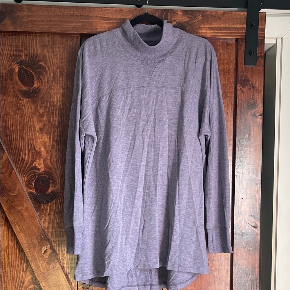 L.L. Bean Heather Purple Cowl Neck Sweater